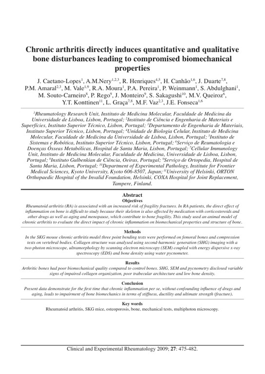 Chronic arthritis directly induces quantitative and qualitative bone disturbances leading to compromised biomechanical properties