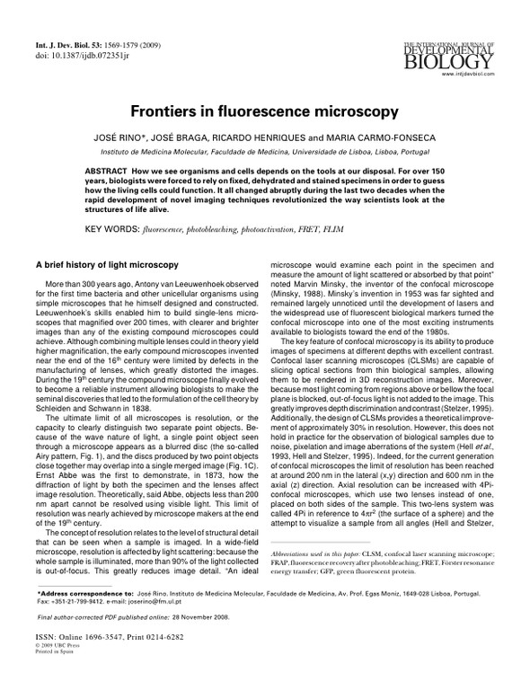 Frontiers in fluorescence microscopy