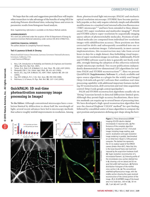 QuickPALM - 3D real-time photoactivation nanoscopy image processing in ImageJ