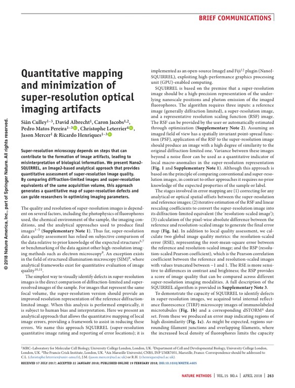 Quantitative mapping and minimization of super-resolution optical imaging artifacts