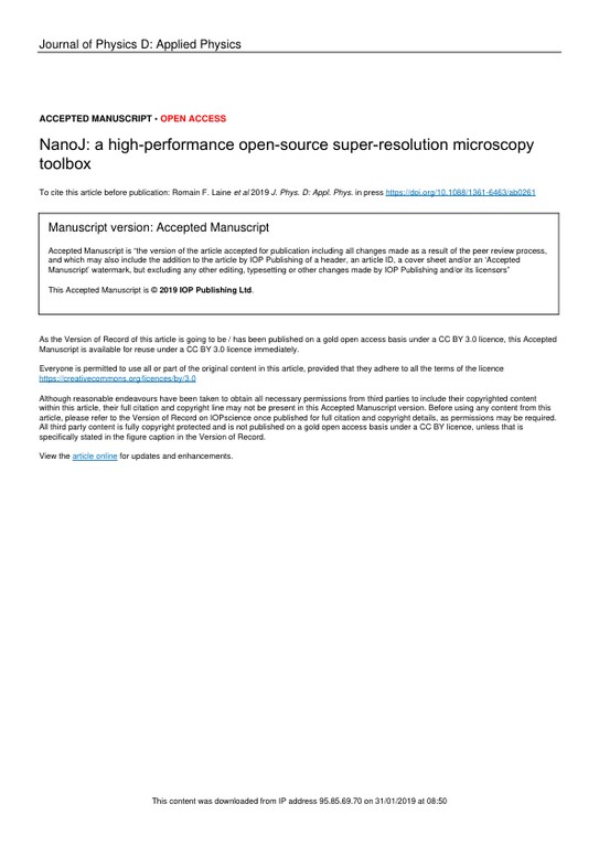 NanoJ - a high-performance open-source super-resolution microscopy toolbox