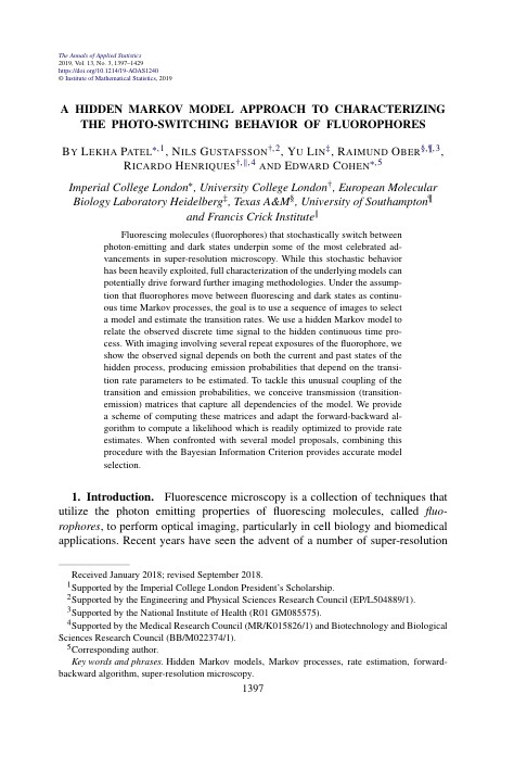 A hidden Markov model approach to characterizing the photo-switching behavior of fluorophores