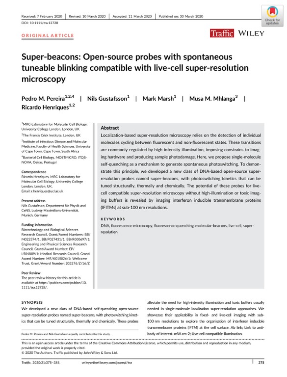 Super‐beacons - Open‐source probes with spontaneous tuneable blinking compatible with live‐cell super‐resolution microscopy