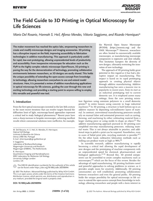 The field guide to 3D printing in microscopy