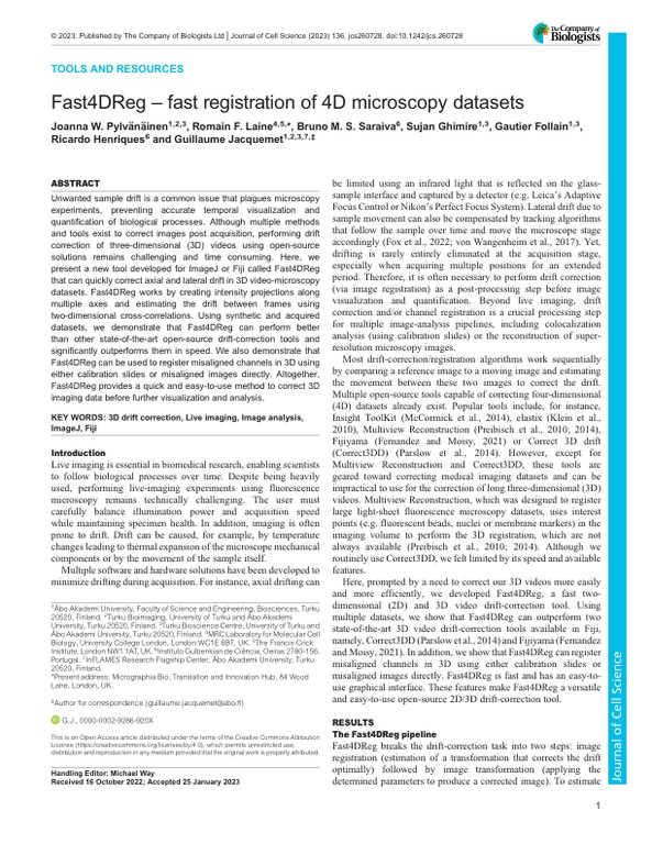 Fast4DReg–fast registration of 4D microscopy datasets