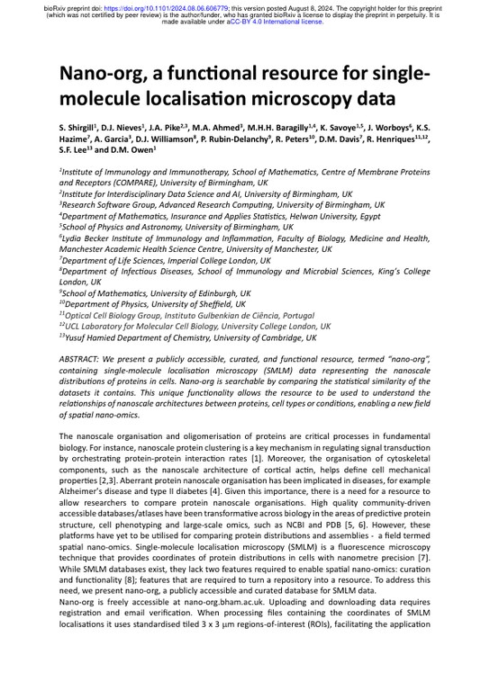 Nano-org, a functional resource for single-molecule localisation microscopy data