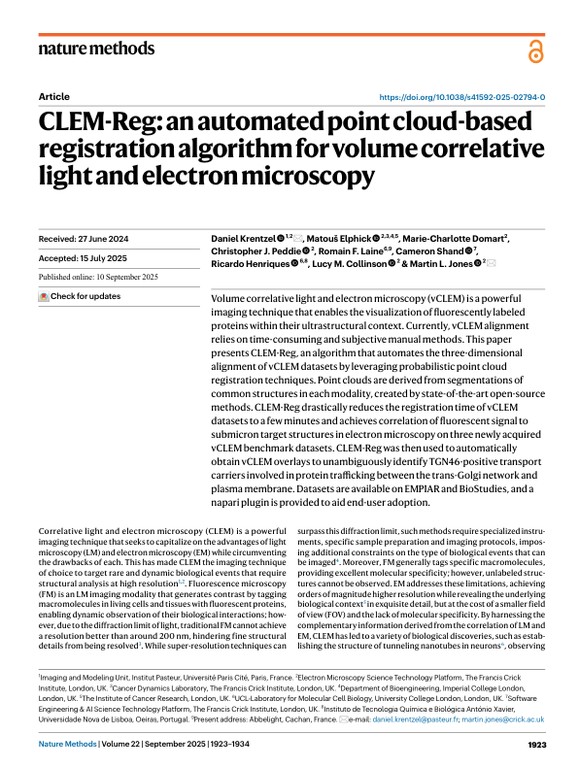 CLEM-Reg - an automated point cloud-based registration algorithm for volume correlative light and electron microscopy