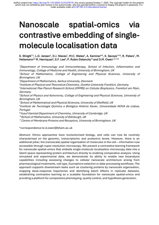 Nanoscale spatial-omics via contrastive embedding of single-molecule localisation data