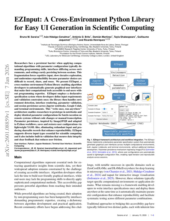 EZInput - A Cross-Environment Python Library for Easy UI Generation in Scientific Computing